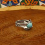 انگشتر فیروزه نیشابوری نقره مردانه دست ساز طرح امید - Image 2