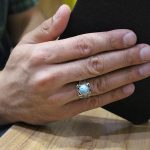 انگشتر فیروزه نیشابوری نقره مردانه دست ساز طرح امید - Image 4