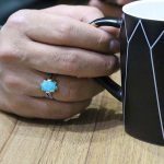 انگشتر فیروزه نیشابوری نقره مردانه دست ساز طرح سخا - Image 4