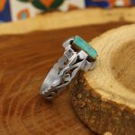 انگشتر فیروزه نیشابوری نقره مردانه دست ساز طرح سخا - Image 2