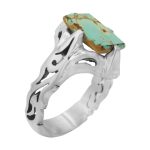 انگشتر فیروزه نیشابوری نقره مردانه دست ساز طرح ماجد