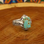 انگشتر فیروزه نیشابوری نقره مردانه دست ساز طرح ماجد - Image 3