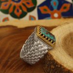 انگشتر فیروزه نیشابوری نقره مردانه طرح سیلوان - Image 2