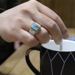 انگشتر فیروزه نیشابوری نقره مردانه طرح سیلوان - Image 4