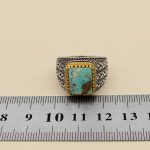 انگشتر فیروزه نیشابوری نقره مردانه طرح حبل المتین - Image 5