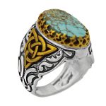 انگشتر فیروزه نیشابوری نقره مردانه طرح داوود