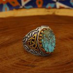 انگشتر فیروزه نیشابوری نقره مردانه طرح داوود - Image 3