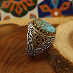 انگشتر فیروزه نیشابوری نقره مردانه طرح داوود - Image 2