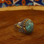 انگشتر فیروزه نیشابوری نقره مردانه طرح یا علی - Image 3