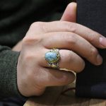 انگشتر فیروزه نیشابوری نقره مردانه طرح یا علی - Image 4