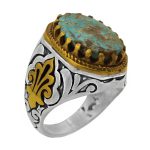 انگشتر فیروزه نیشابوری نقره مردانه طرح تقدیم