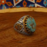 انگشتر فیروزه نیشابوری نقره مردانه طرح تقدیم - Image 2