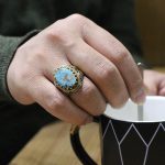 انگشتر فیروزه نیشابوری نقره مردانه طرح تقدیم - Image 4