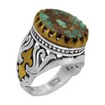 انگشتر فیروزه نیشابوری نقره مردانه طرح صابر