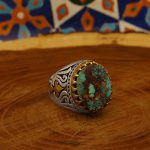 انگشتر فیروزه نیشابوری نقره مردانه طرح صابر - Image 3