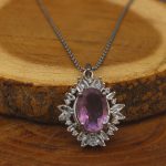 گردنبند آمیتیست نقره زنانه طرح الهام - Image 2