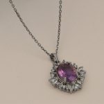 گردنبند آمیتیست نقره زنانه طرح الهام - Image 3