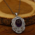 گردنبند آمیتیست نقره زنانه طرح بانو - Image 2