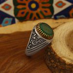 انگشتر عقیق سبز نقره مردانه طرح یا علی مدد + حرز امام جواد (ع) + آیت الکرسی - Image 3