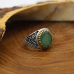 انگشتر عقیق سبز نقره مردانه طرح یا علی مدد + حرز امام جواد (ع) + آیت الکرسی - Image 2