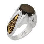 انگشتر عقیق مشکی نقره مردانه طرح یا حسین (ع) + حرز امام جواد (ع) + آیت الکرسی