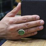 انگشتر عقیق سبز نقره مردانه طرح یاعلی یافاطمه + حرز امام جواد (ع) + آیت الکرسی - Image 4