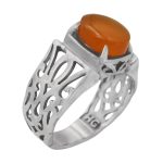 انگشتر عقیق سرخ یمنی نقره مردانه طرح ذوالجناح