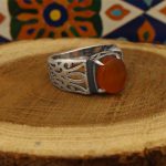 انگشتر عقیق سرخ یمنی نقره مردانه طرح ذوالجناح - Image 2