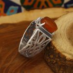 انگشتر عقیق سرخ یمنی نقره مردانه طرح ذوالجناح - Image 3