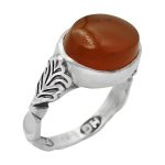 انگشتر عقیق سرخ یمنی نقره مردانه طرح رمضان