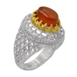 انگشتر عقیق سرخ یمنی نقره مردانه طرح حبیب