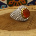 انگشتر عقیق سرخ یمنی نقره مردانه طرح حبیب - Image 2