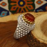 انگشتر عقیق سرخ یمنی نقره مردانه طرح حبیب - Image 3