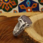 انگشتر عقیق کبود یمنی نقره مردانه دست ساز طرح سامان - Image 2