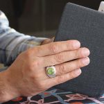 انگشتر زبرجد الماس تراش نقره مردانه دست ساز طرح دور طلایی علیما - Image 4