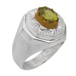 انگشتر زبرجد الماس تراش نقره مردانه دست ساز طرح دور طلایی صدیق