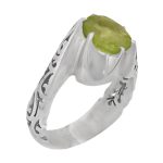 انگشتر زبرجد الماس تراش نقره مردانه دست ساز طرح تبریز