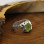 انگشتر زبرجد الماس تراش نقره مردانه دست ساز طرح تبریز - Image 3