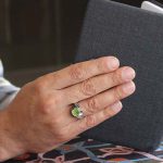 انگشتر زبرجد الماس تراش نقره مردانه دست ساز طرح تبریز - Image 4