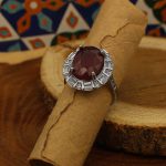 انگشتر یاقوت سرخ الماس تراش نقره زنانه طرح شهرزاد - Image 3