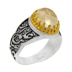 انگشتر در نجف نقره مردانه طرح دور طلایی علمدار