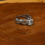 حلقه تک نگین نقره زنانه طرح گلچهره - Image 3