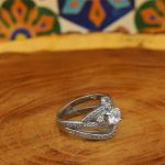 حلقه تک نگین نقره زنانه طرح ژینا - Image 2
