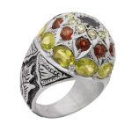 انگشتر چند سنگ نقره مردانه دست ساز طرح فاخر کیخسرو