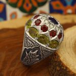 انگشتر چند سنگ نقره مردانه دست ساز طرح فاخر کیخسرو - Image 2