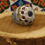 انگشتر چند سنگ نقره مردانه دست ساز طرح فاخر کیخسرو - Image 3