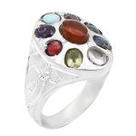 انگشتر چند سنگ نقره مردانه و زنانه دست ساز طرح فروزان + حرز امام جواد (ع)