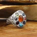 انگشتر چند سنگ نقره مردانه و زنانه دست ساز طرح فروزان + حرز امام جواد (ع) - Image 2