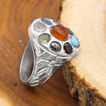 انگشتر چند سنگ نقره مردانه و زنانه دست ساز طرح فروزان + حرز امام جواد (ع) - Image 3