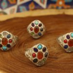 انگشتر چند سنگ نقره مردانه و زنانه دست ساز طرح فروزان + حرز امام جواد (ع) - Image 4